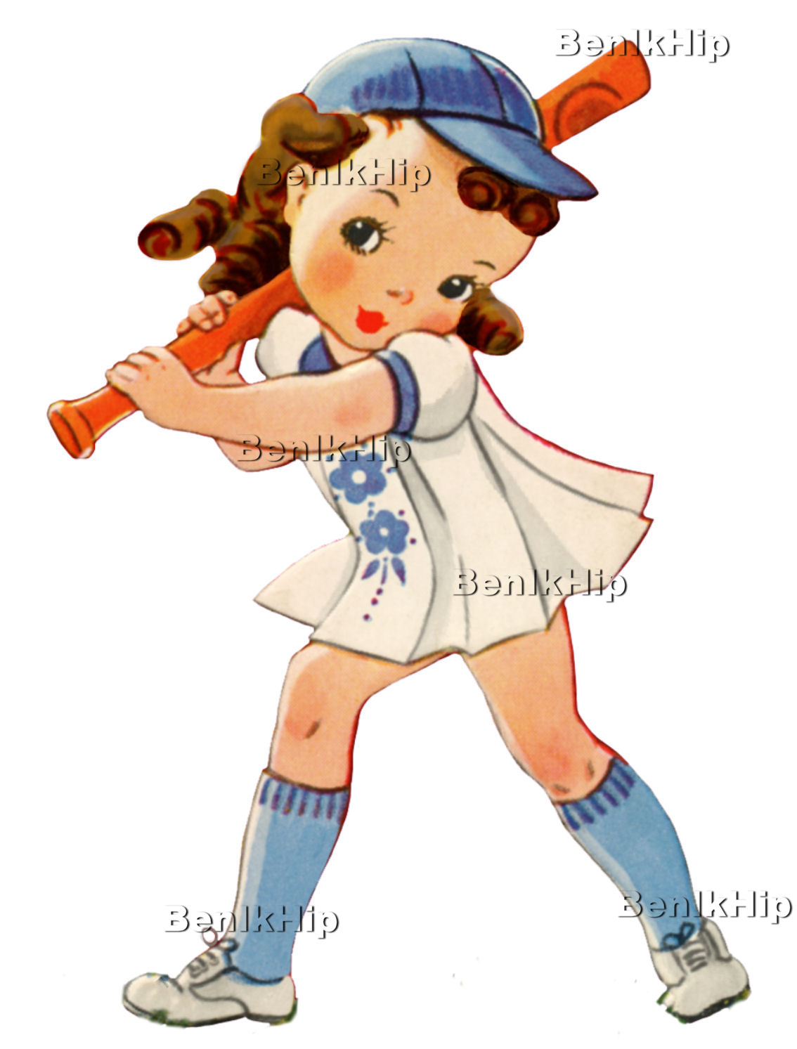 Strijkapplicatie Honkbal meisje